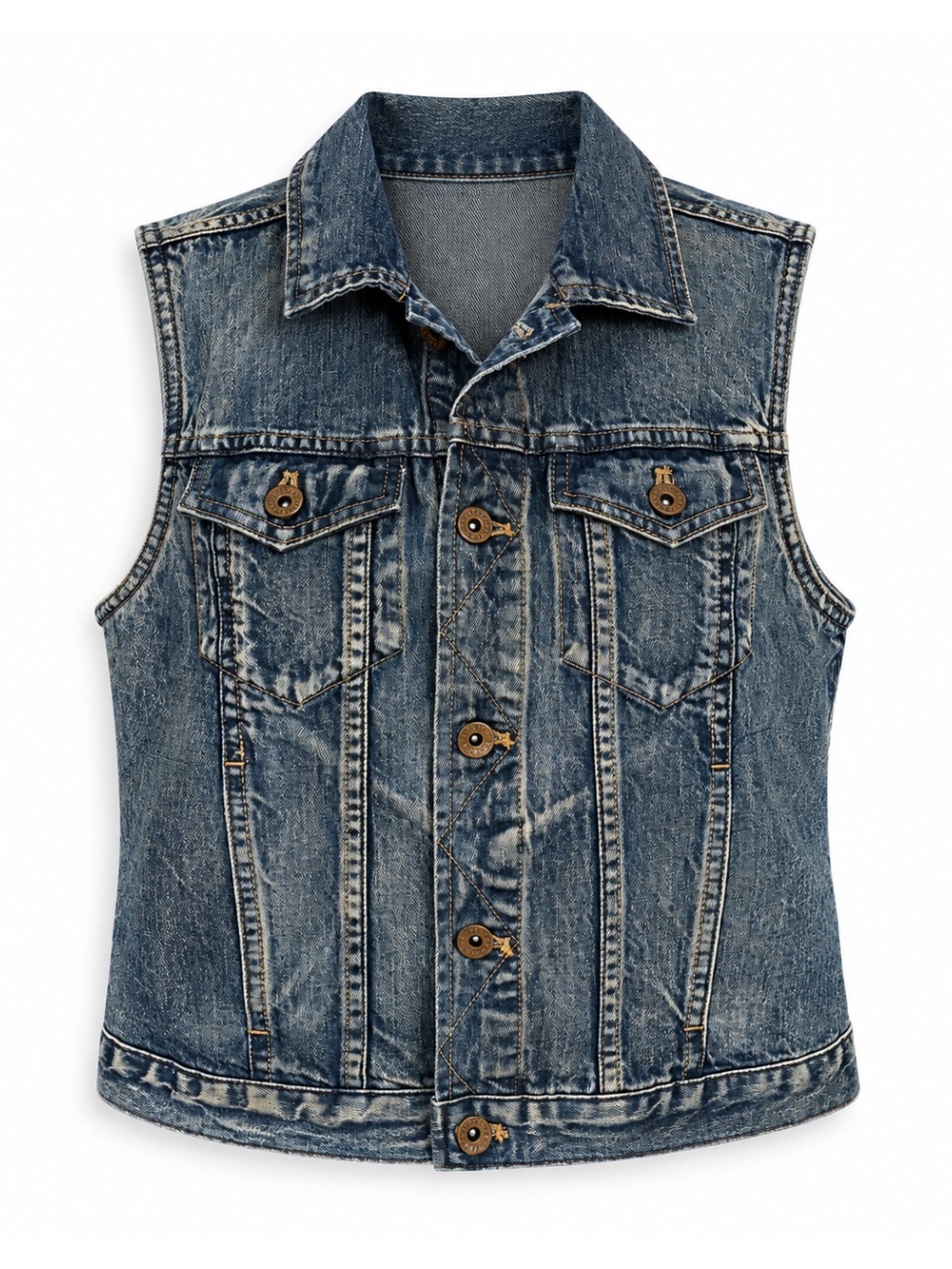 Madewell Medium Wash Denim Gold Rush Sleeveless Jean Vest Womens S